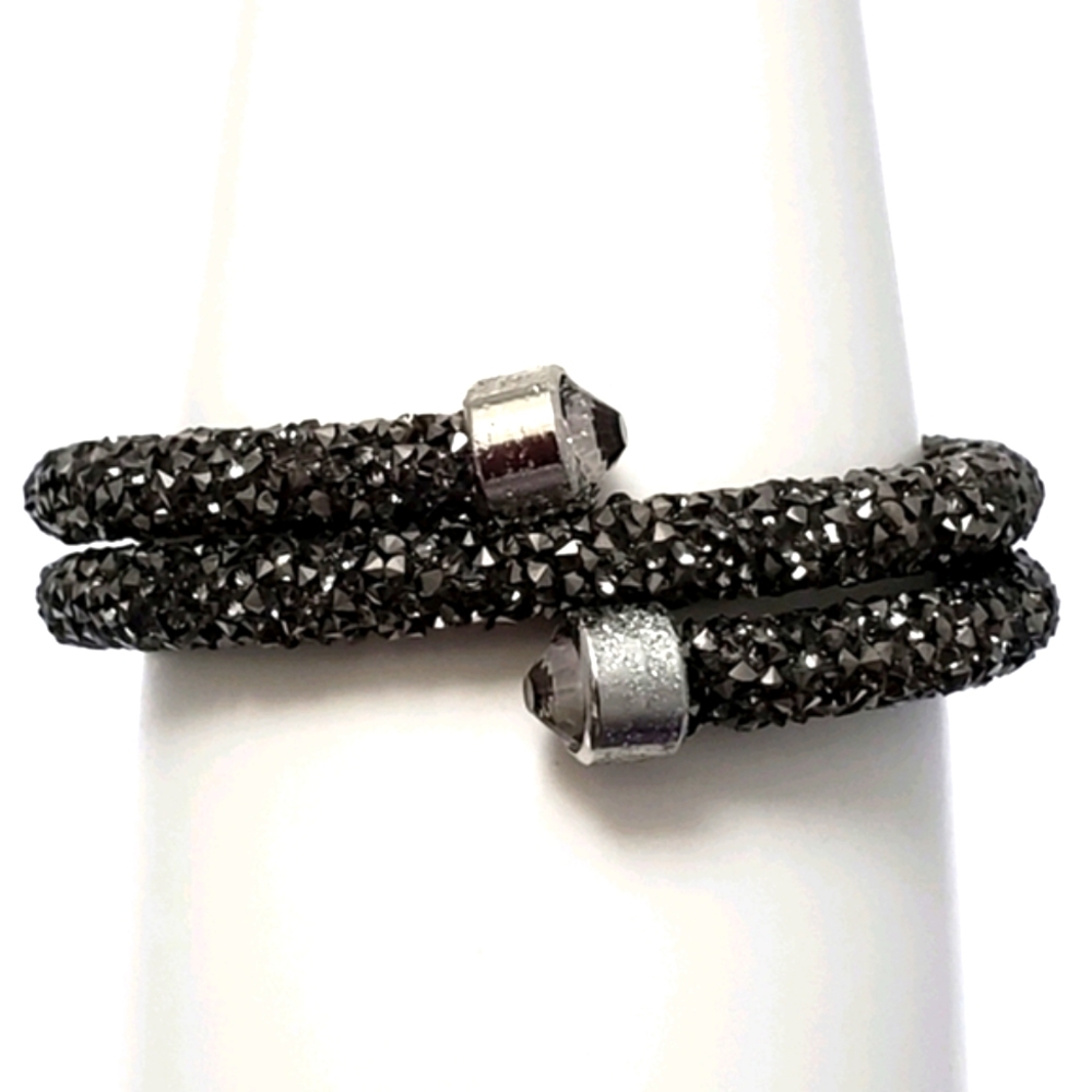 Bracelet Black Diamond & Silver Crystals Wrap Bracelet
